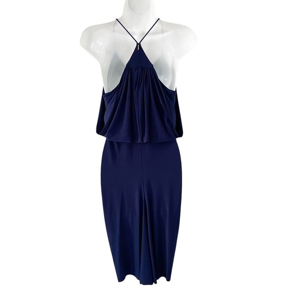 T-Bags Los Angeles Draped Midnight Blue Cocktail Dress Misa size Small - Picture 4 of 10
